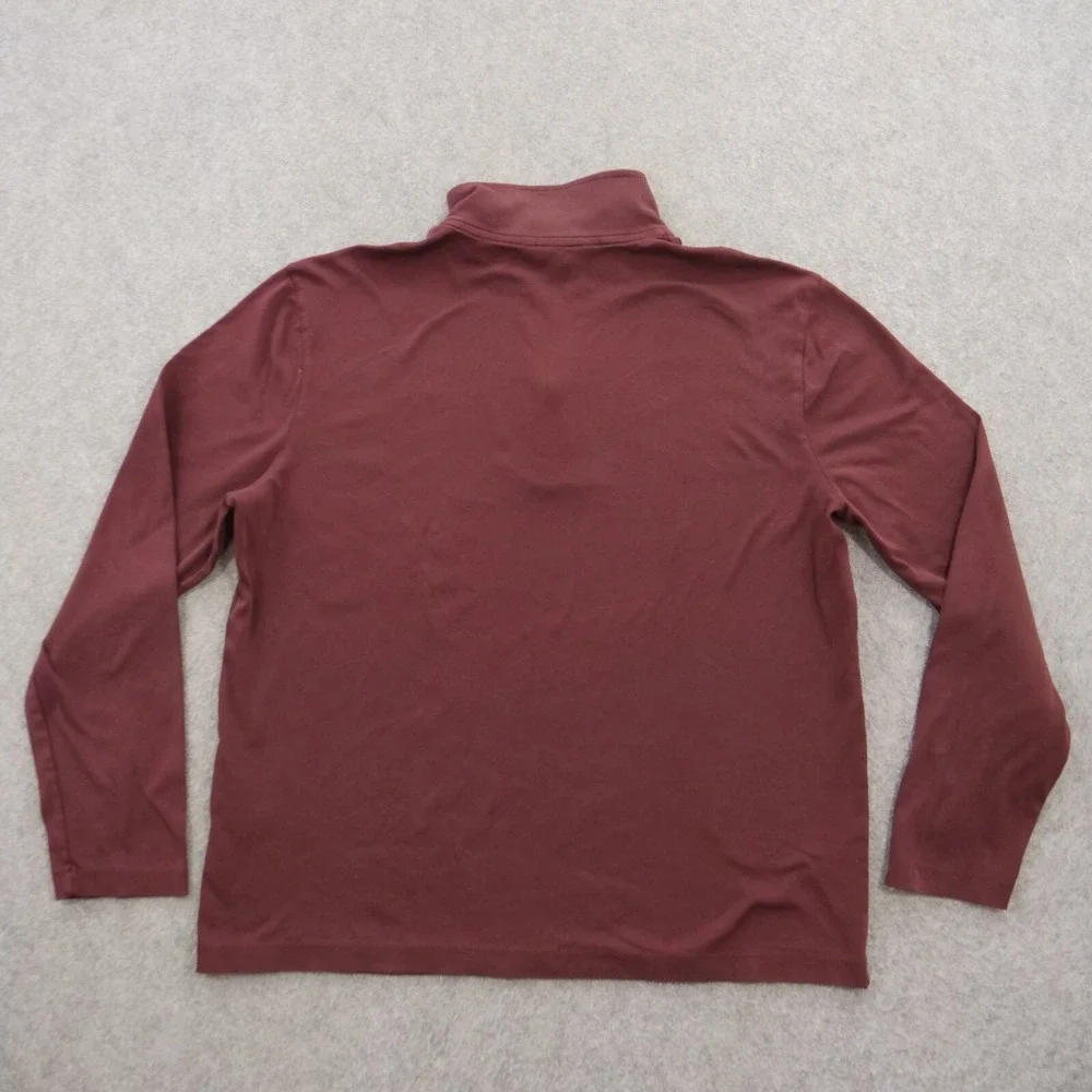 Banana Republic Sweater Mens Large Red Burgundy 1/4 Zip Mock Neck Long Sleeve
